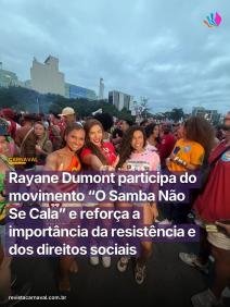 O samba também é resistência, é voz, é luta e é coragem. Rayane Dumont, rainha de bateria da União de Maricá, marcou pre