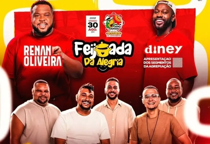 Samba, feijoada e alegria: Renan Oliveira, Diney e Agita Samba são atrações da Feijoada da Alegria 