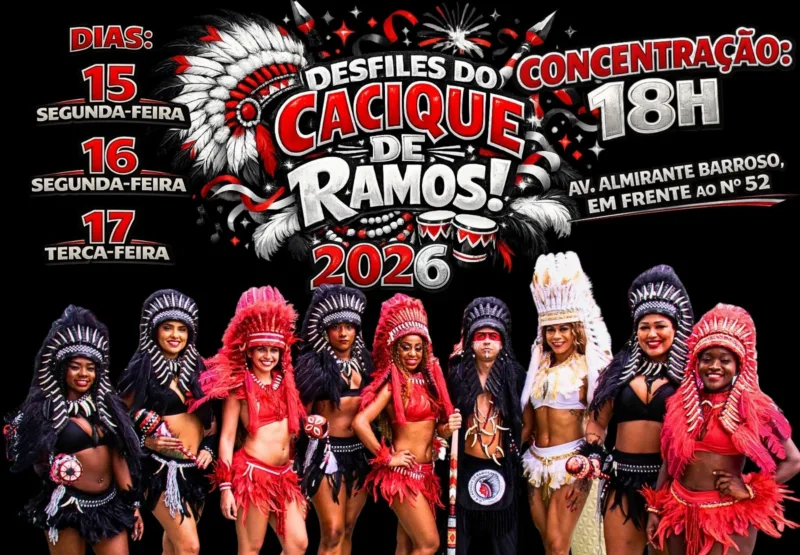 Desfiles de 2026 do Cacique de Ramos acontecem nos dias 15, 16 e 17 de fevereiro