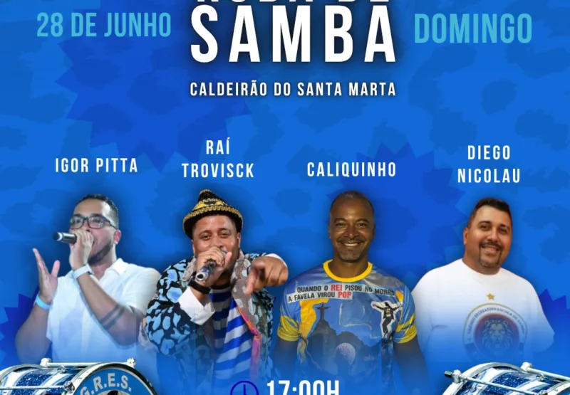 Roda de Samba de Enredo Caldeirão do Santa Marta celebra cultura carnavalesca neste domingo