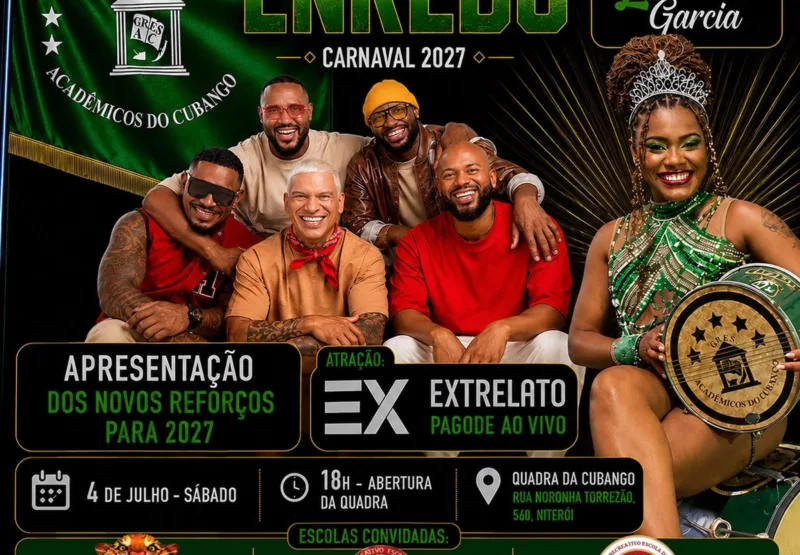 Acadêmicos do Cubango lança enredo do Carnaval 2027 neste sábado em Niterói