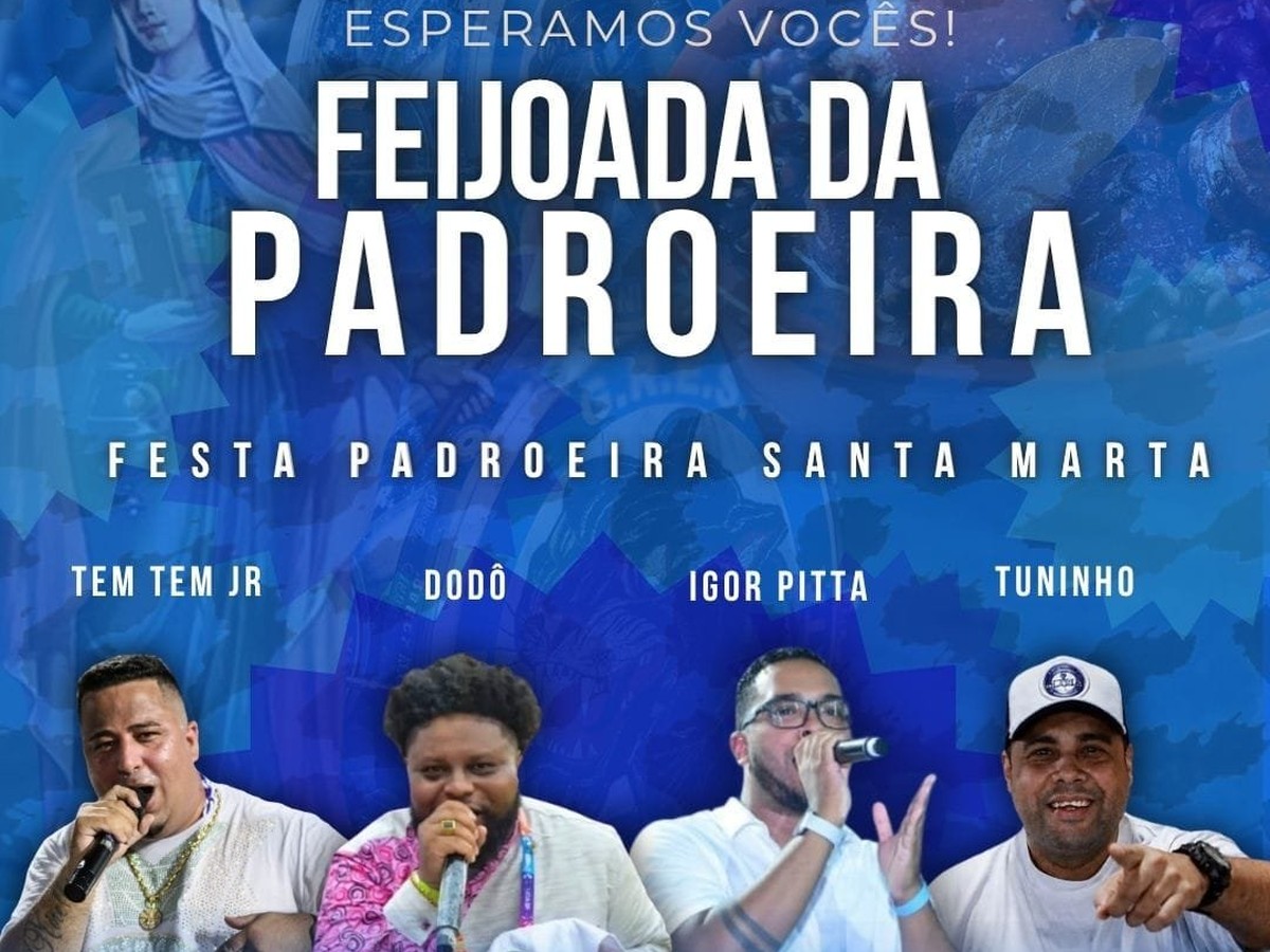 Mocidade Unida do Santa Marta celebra sua padroeira com procissão, missa, feijoada, bingo e grande roda de samba