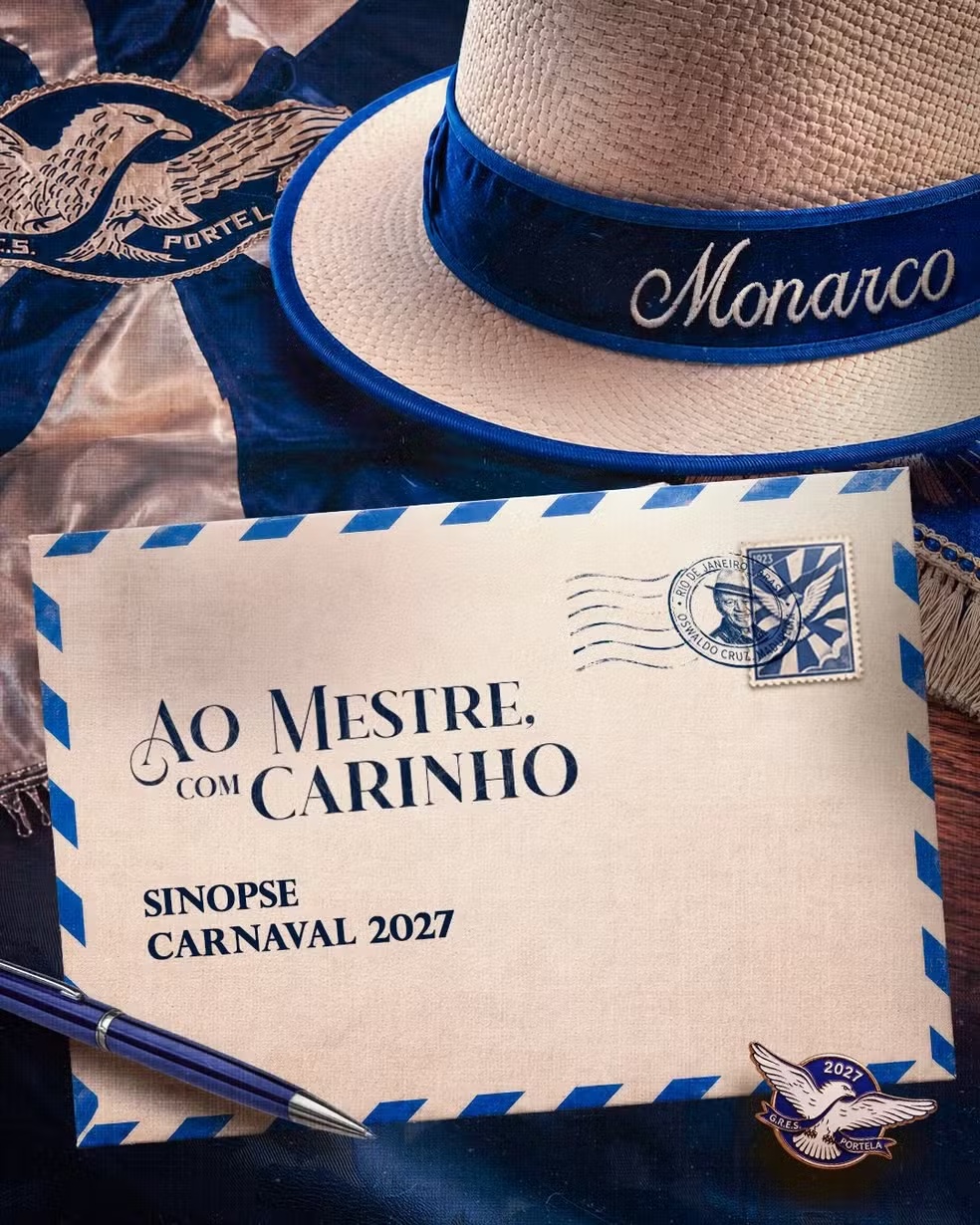 Cartaz do enredo Ao Mestre, Com Carinho — Portela 2027